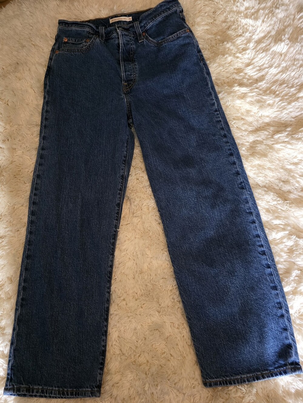 Levi's Womens Dark Wash Premium Highrise Ribcage Straight Ankle Jeans Sz. 28x26